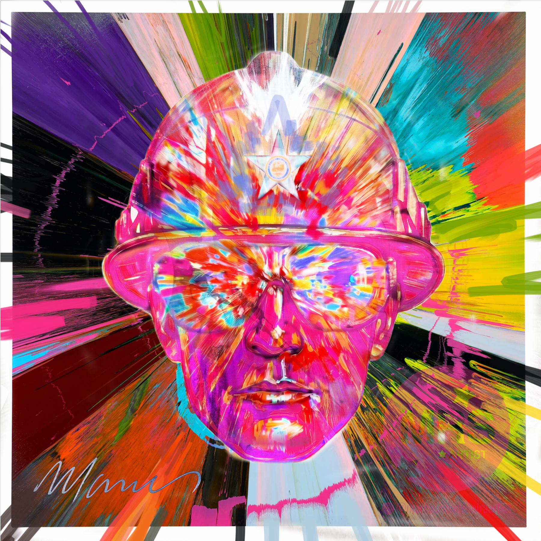 El Reflejo del Temple · The Reflection of Resolve · Marcos Ribadeneira · Neopop Art · Houston 2026 · Ecuador Visual Artist · Firefighter Series · Fine Art Print